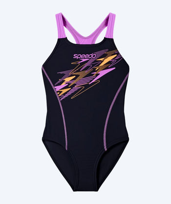 Speedo meisjes badpak - Medley Logo Medalist - Zwart/Paars
