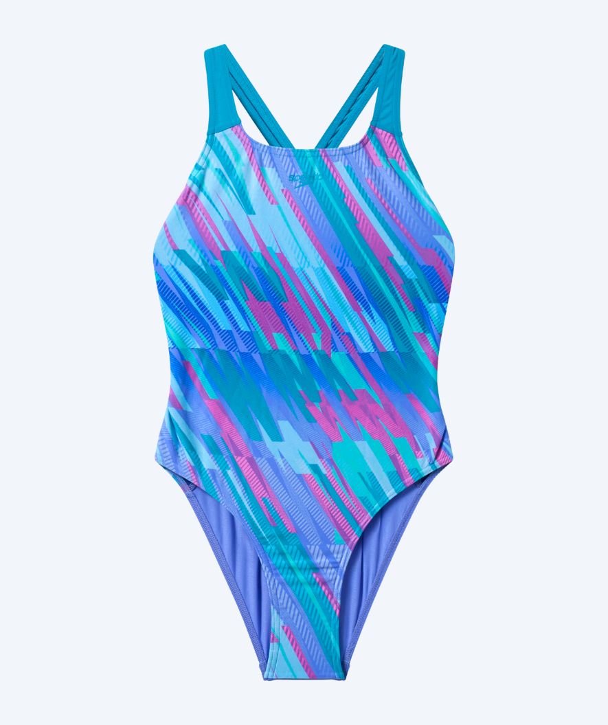 Speedo meisjes badpak - Print Powerback - Paars/Blauw