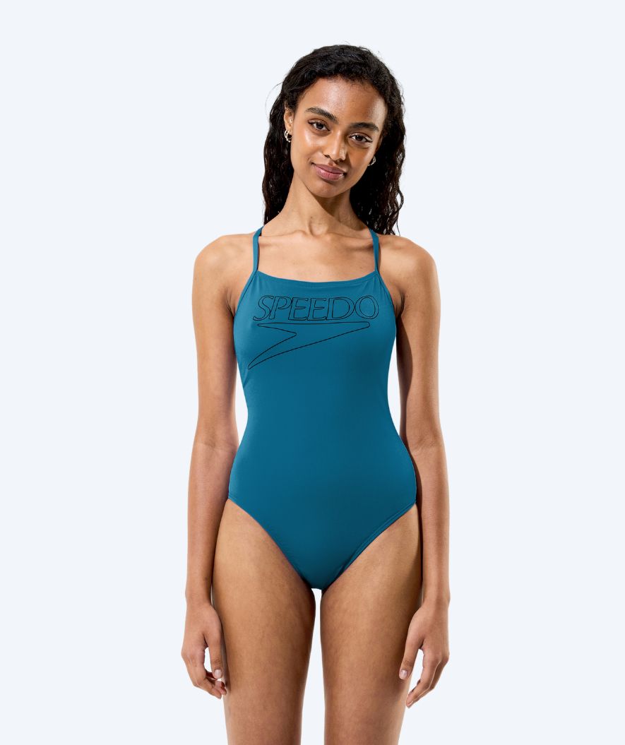 Speedo dames badpak - Endurance Logo Thin Strap - Donkergroen