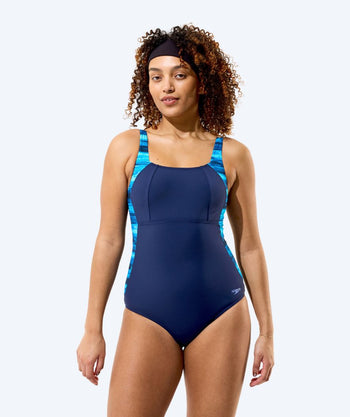 Speedo dames badpak - Print Luna Lustre - Donkerblauw/Lichtblauw