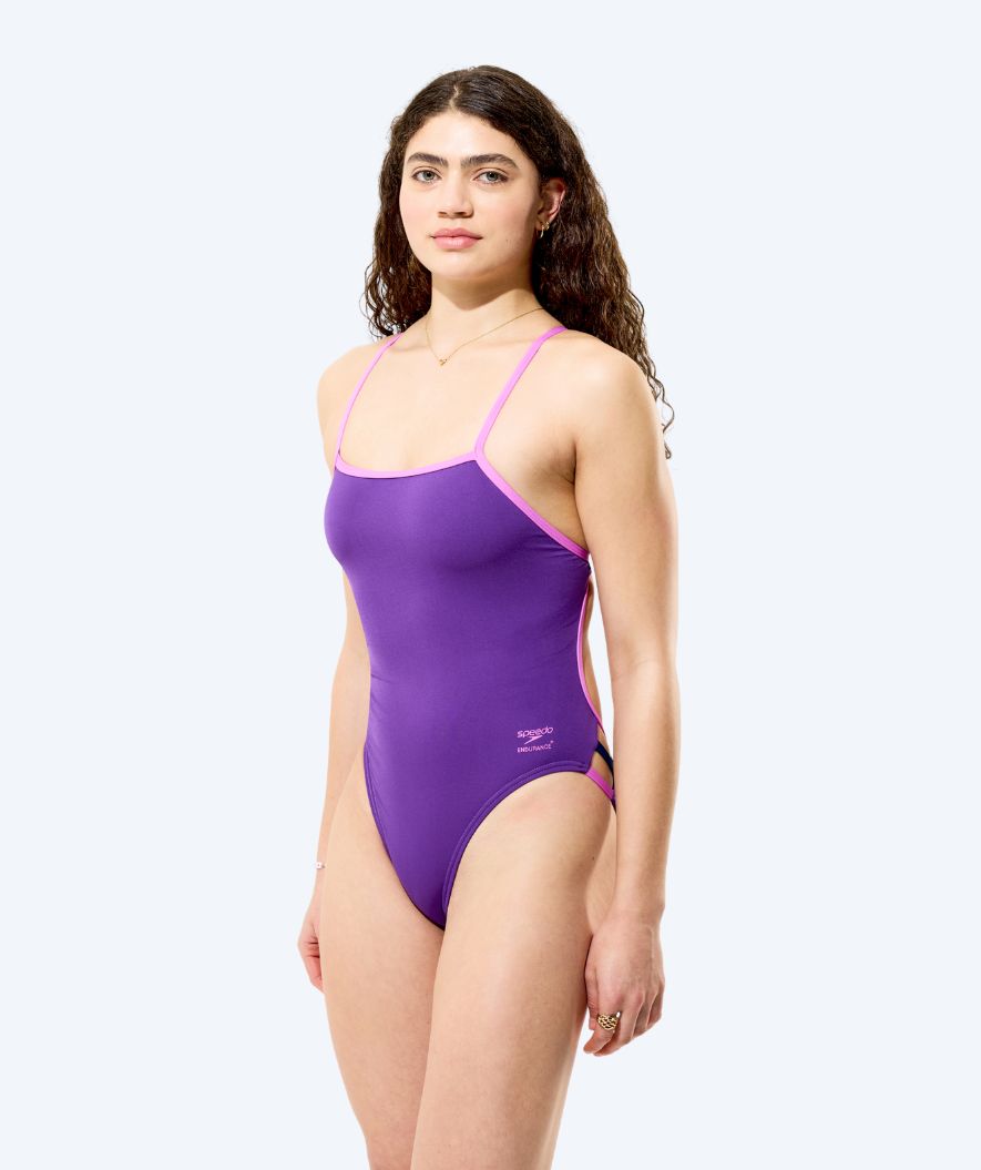 Speedo dames badpak - Solid Tri Back - Paars/Lichtroze