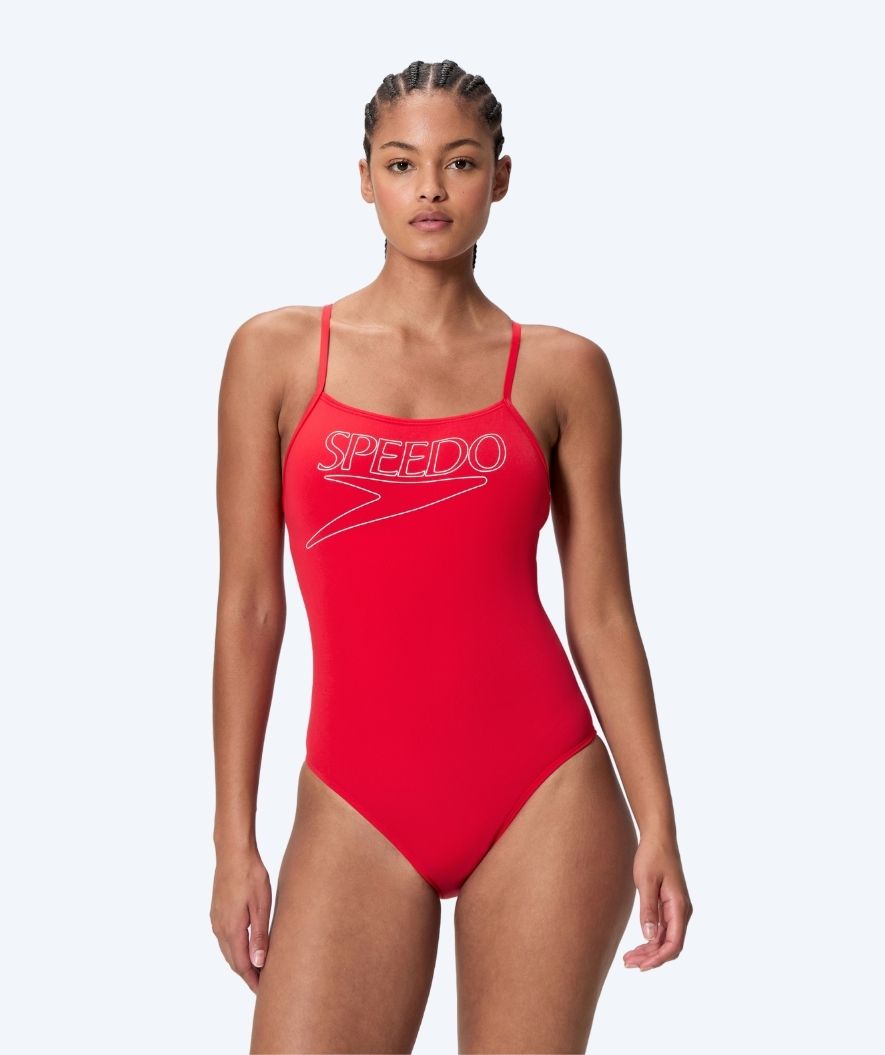 Speedo dames badpak - Endurance Logo Thin Strap - Rood