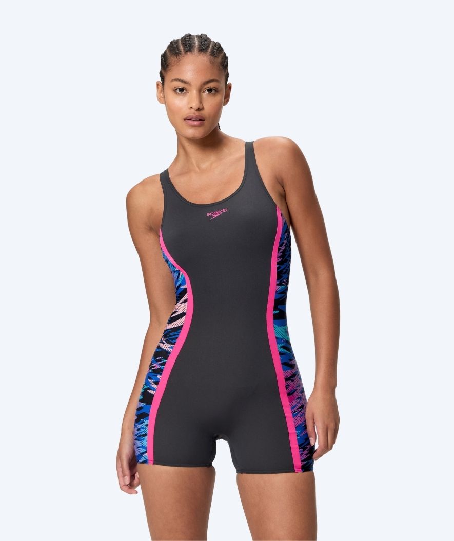 Speedo dames badpak met pijpjes - Hyperboom Splice Muscleback - Zwart/Roze