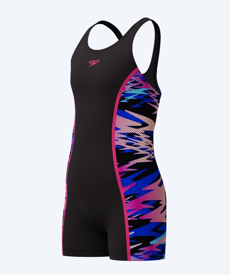 Speedo meisjes badpak met pijpjes - Hyperboom Splice Muscleback - Zwart/Roze/Multi