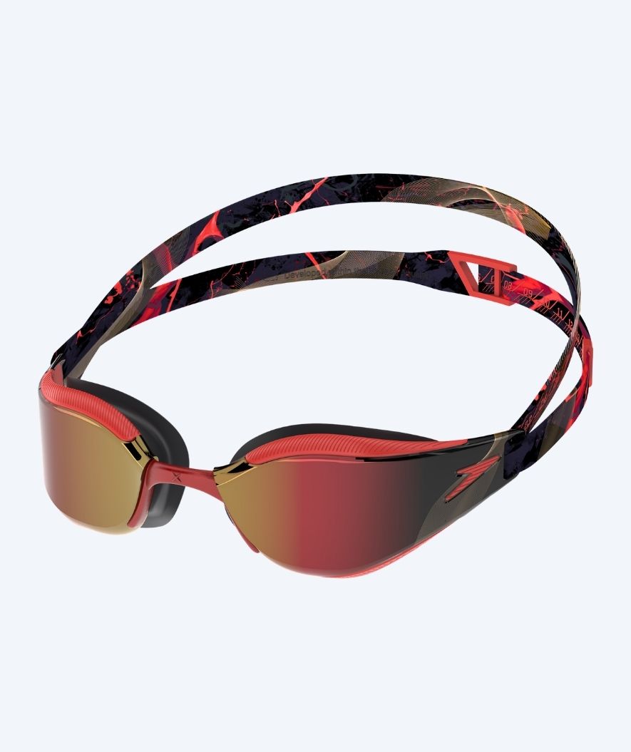 Speedo Elite zwembril - Fastskin Hyper Elite Mirror - Zwart/Rood (Goud lens)