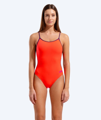 Arena dames badpak - Solid Lace Back - Oranje/Paars