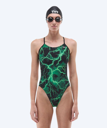TYR badpakken voor vrouwen - Durafast Elite Cutoutfit Arterix - Groen/zwart