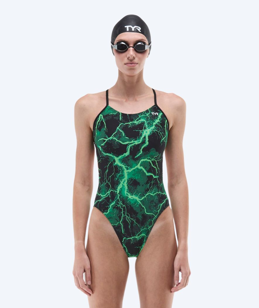 TYR dames badpak - Durafast Elite Cutoutfit Arterix - Groen/Zwart