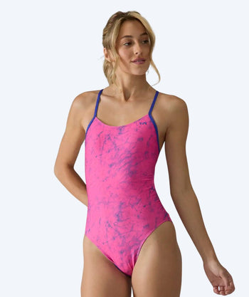 TYR badpakken voor vrouwen - Durafast Elite Cutoutfit Zephyr - Roze/donkerblauw
