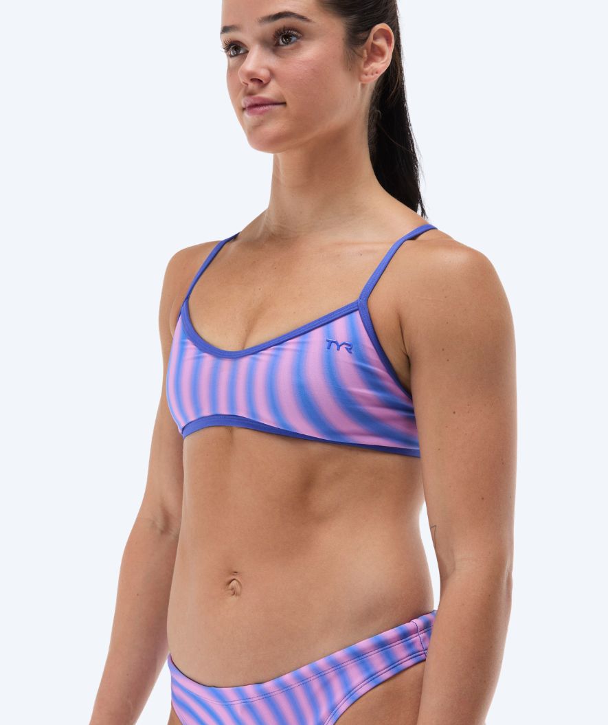 TYR bikinitop voor vrouwen - Durafast Elite Trinity Bezold - Lichtroze/Blauw