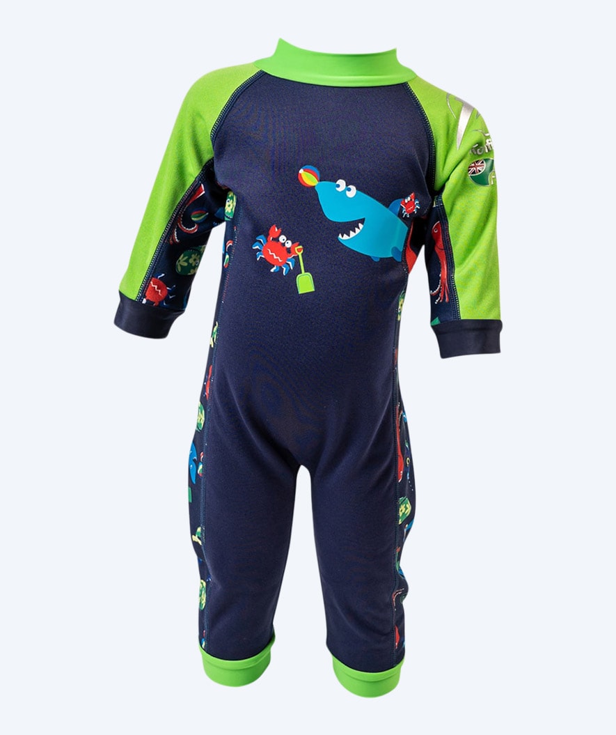 Konfidence wetsuit voor kinderen - SplashyTM - Donkerblauw/lichtgroen