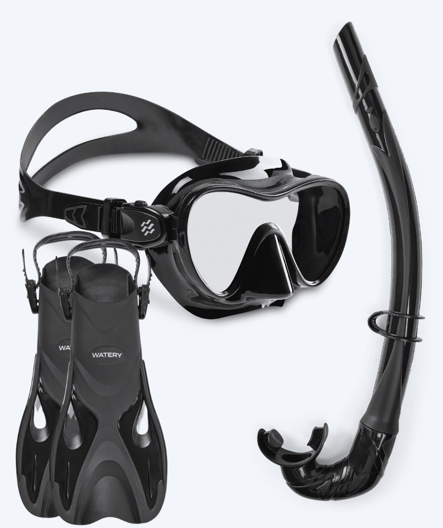 Watery snorkelset voor kinderen - Fisher/Cliff - Zwart