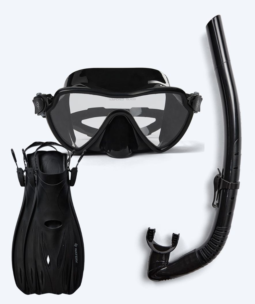 Watery snorkelset voor volwassenen (vanaf 15 jaar) - Fraser/Itzel/Delmere - Zwart