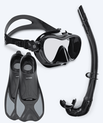 Watery snorkelset voor kinderen - Pike/Cliff - Zwart