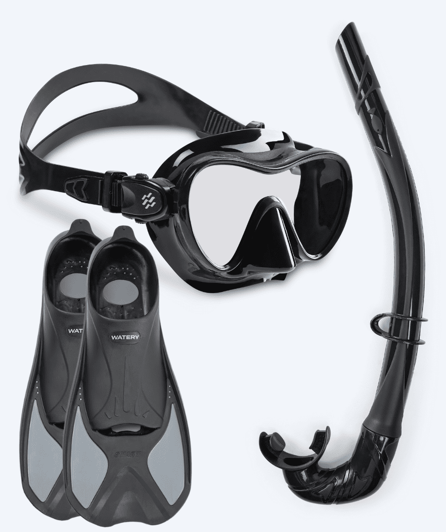 Watery snorkelset voor kinderen - Pike/Cliff - Zwart