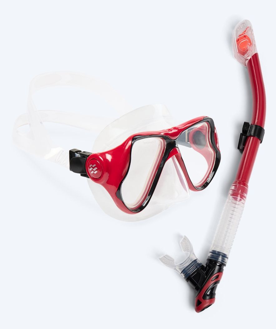 Watery Combo snorkelset voor volwassenen - Hudson Full-dry - Rood