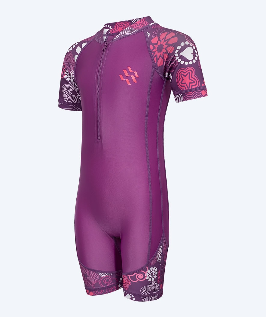 Watery UV-zwempak voor kinderen - Athena Korte Mouw Rashguard - Paars