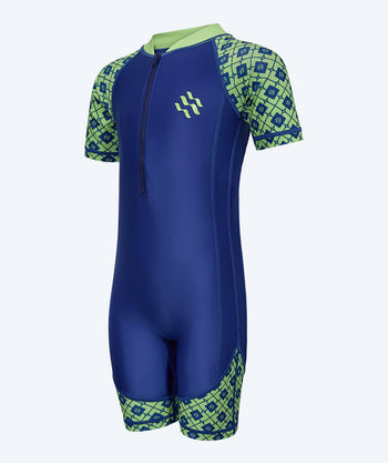 Watery UV-zwempak voor kinderen - Athena Korte Mouw Rashguard - Groen/donkerblauw
