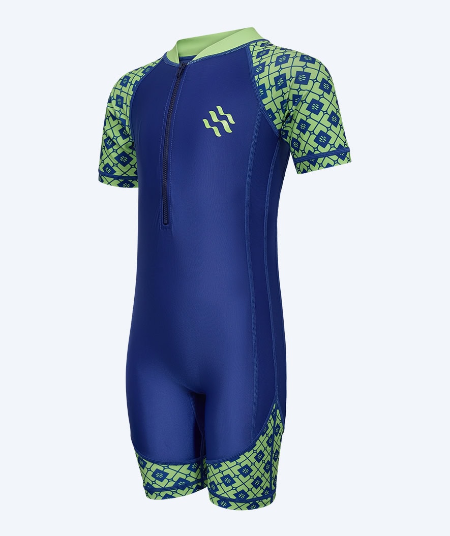 Watery UV-zwempak voor kinderen - Athena Korte Mouw Rashguard - Groen/donkerblauw