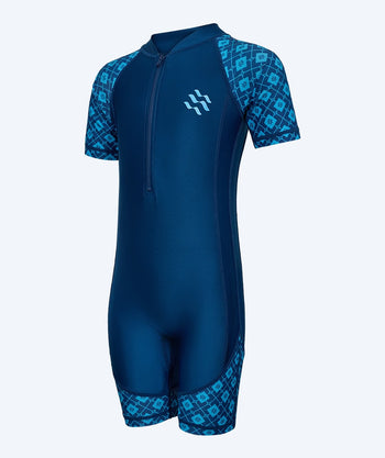 Watery UV-zwempak voor kinderen - Athena Korte Mouw Rashguard - Donkerblauw