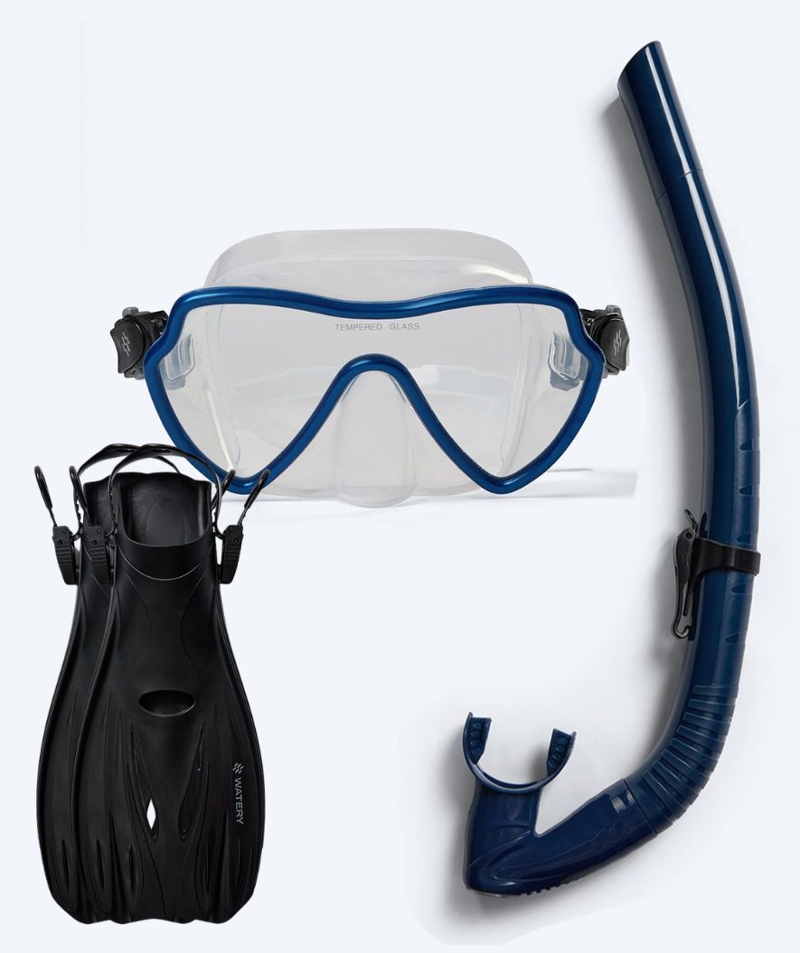 Watery snorkelset voor volwassenen (vanaf 15 jaar) - Fraser/Coast/Delmere - Donkerblauw/zwart