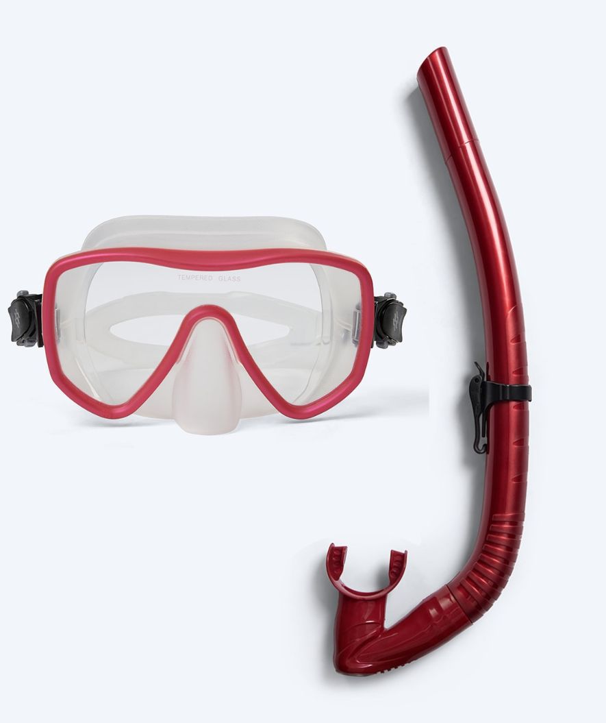 Watery Combo snorkelset voor volwassenen (vanaf 15 jaar) - Coast - Rood/helder