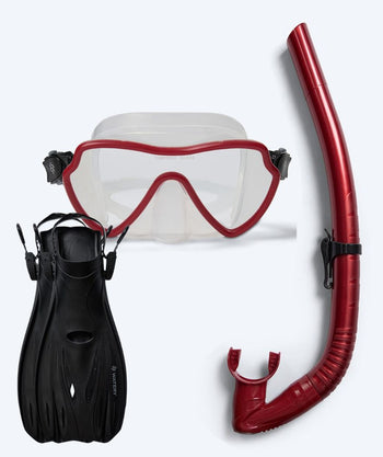 Watery snorkelset voor volwassenen (vanaf 15 jaar) - Fraser/Coast/Delmere - Rood/zwart
