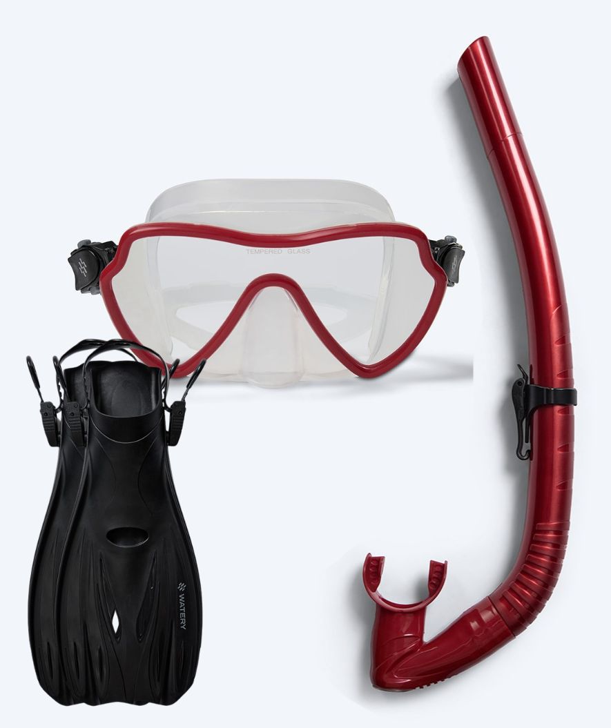 Watery snorkelset voor volwassenen (vanaf 15 jaar) - Fraser/Coast/Delmere - Rood/zwart