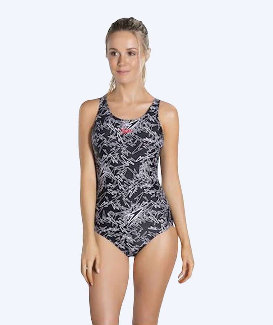Speedo dames badpak - Boom Allover Muscleback - Zwart/Wit