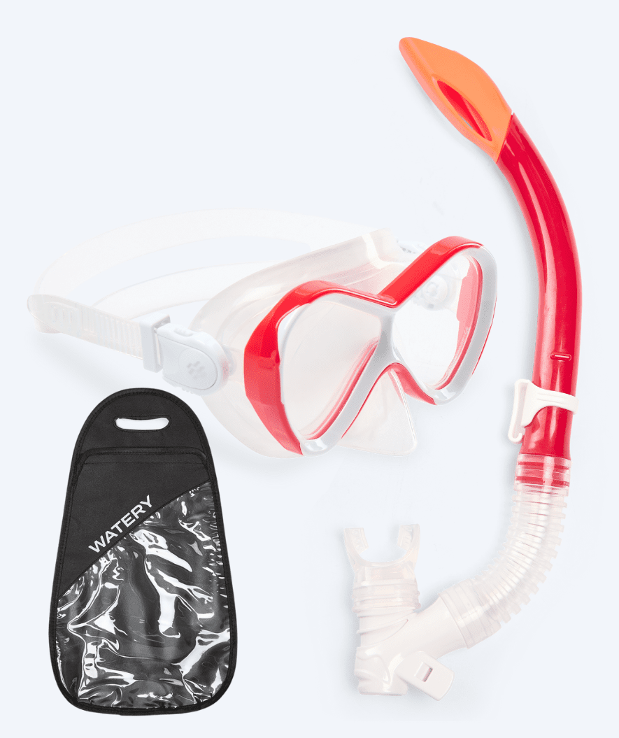 Watery Combo snorkelset voor kinderen - Triton Semi-dry - Rood