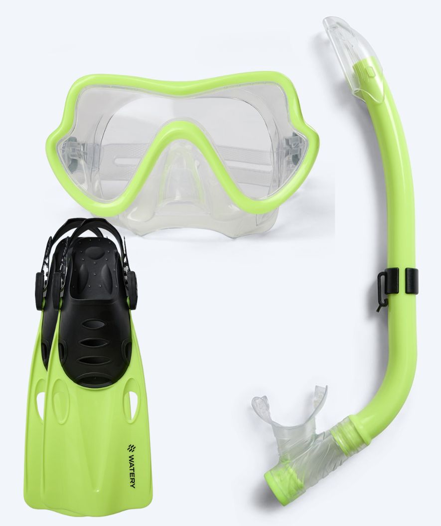 Watery snorkelset voor junior (8-15) - Trigger/Masika - Geel/groen