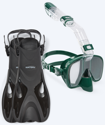 Watery snorkelset voor kinderen - Fisher/Pearl - Donkergroen
