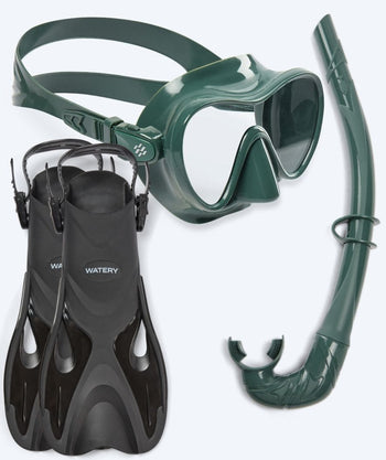 Watery snorkelset voor volwassenen - Fisher/Cliff - Donkergroen