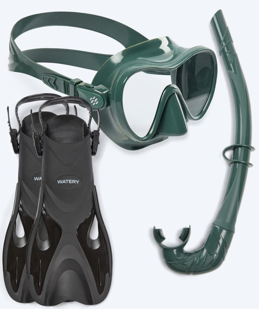 Watery snorkelset voor volwassenen - Fisher/Cliff - Donkergroen