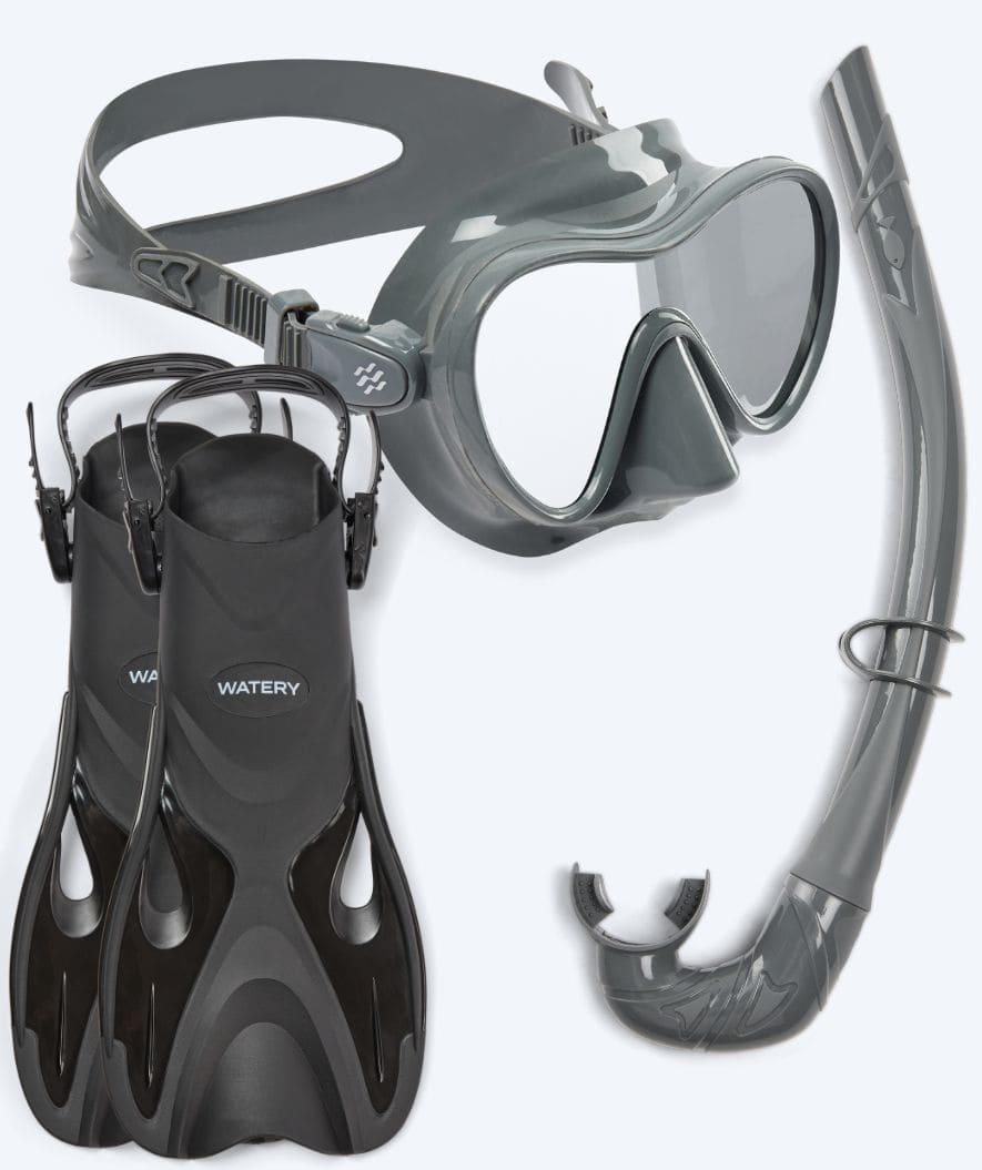 Watery volwassenen snorkelset - Fisher/Cliff - Grijs