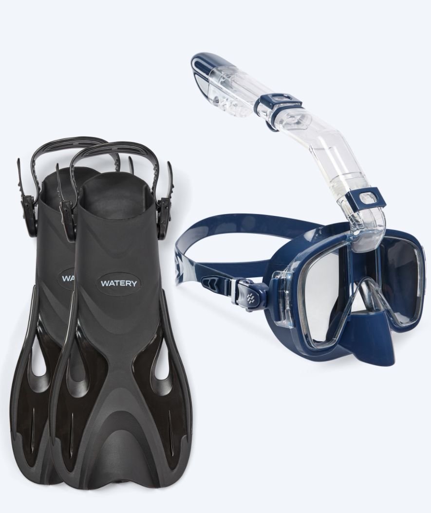 Watery snorkelset voor volwassenen - Fisher/Pearl - Donkerblauw