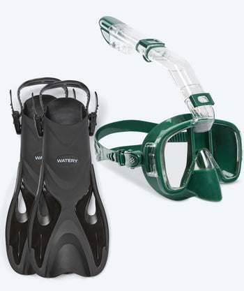 Watery snorkelset voor volwassenen - Fisher/Pearl - Donkergroen