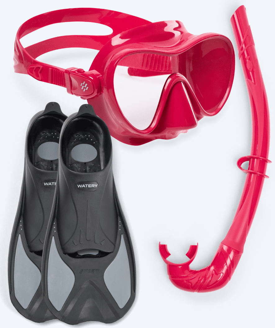 Watery snorkelset voor volwassenen - Pike/Cliff - Rood