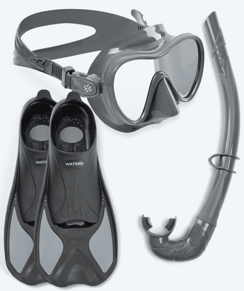 Watery snorkelset voor volwassenen - Pike/Cliff - Grijs