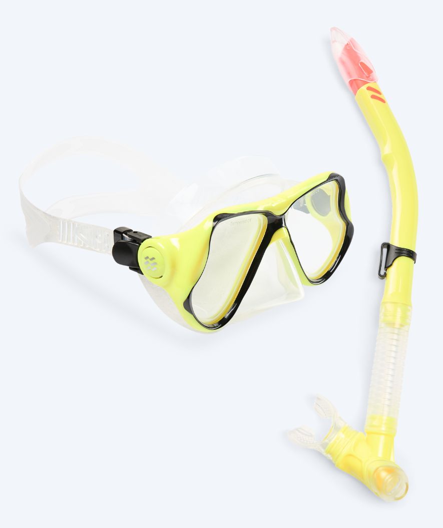 Watery Combo snorkelset voor volwassenen - Hudson Semi-Dry - Geel