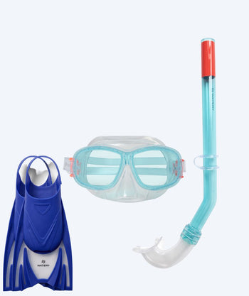 Watery snorkelset voor kinderen (4-10) - Wyre/Bimasha - Wit/blauw