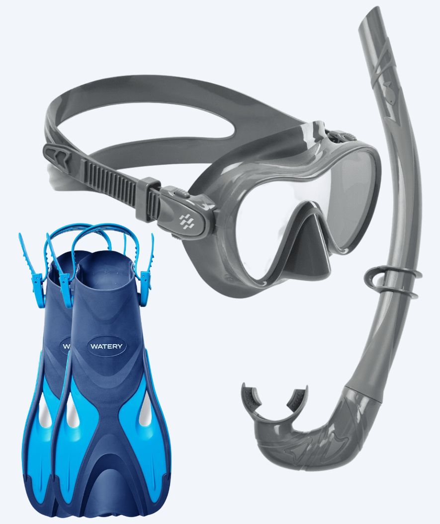 Watery snorkelset voor kinderen - Fisher/Cliff - Blauw/grijs