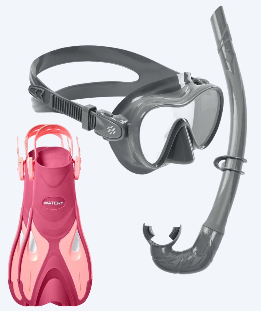 Watery kind snorkelset - Fisher/Cliff - Roze/grijs