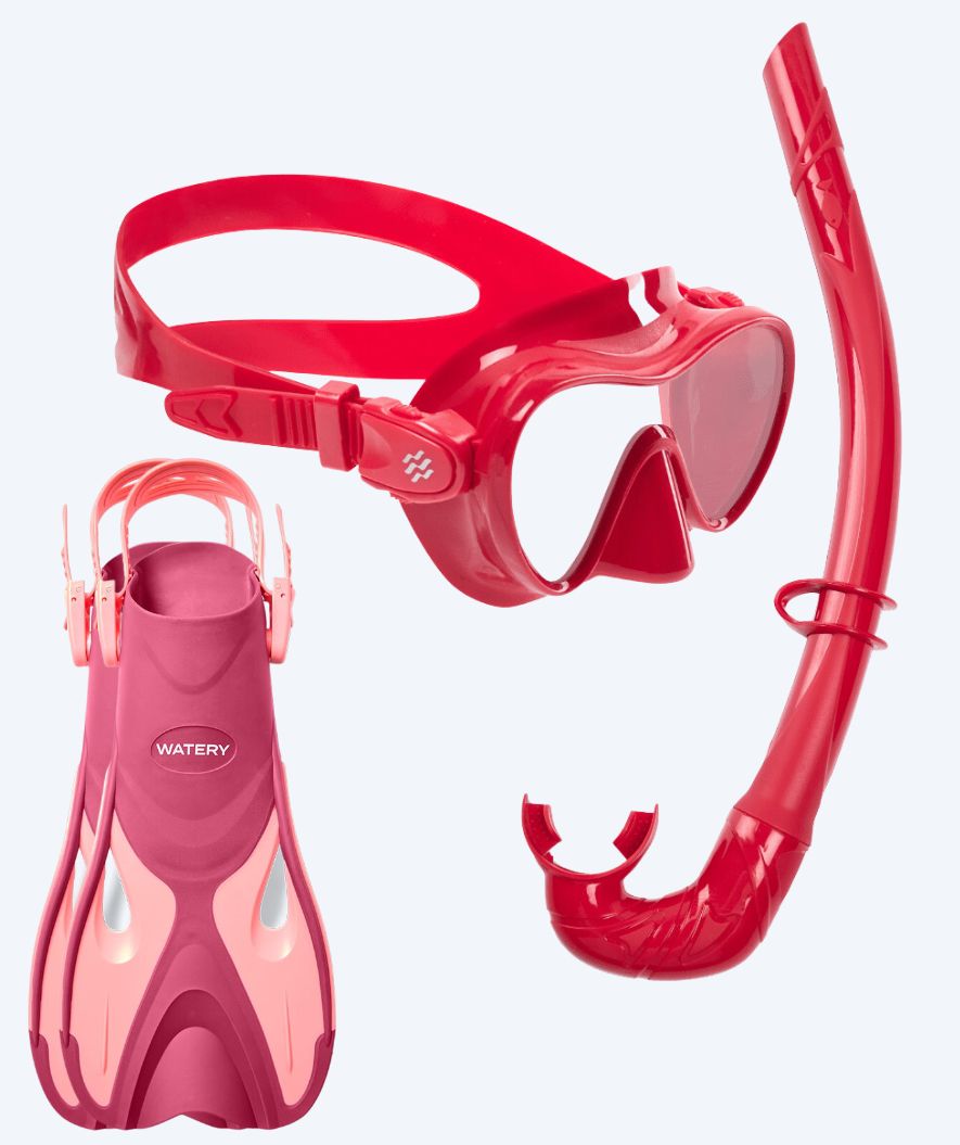 Watery snorkelset voor kinderen - Fisher/Cliff - Roze/donkerrood