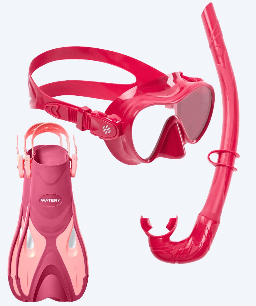 Watery snorkelset voor kinderen - Fisher/Cliff - Roze/rood