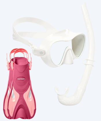 Watery volwassenen snorkelset - Fisher/Cliff - Roze/wit