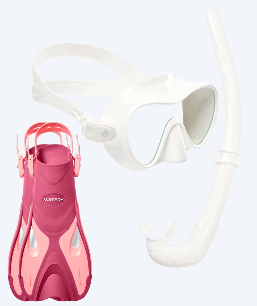Watery volwassenen snorkelset - Fisher/Cliff - Roze/wit