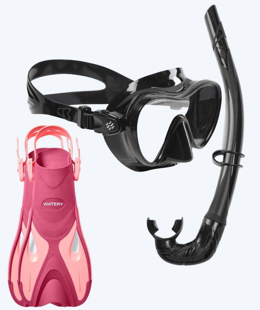 Watery volwassenen snorkelset - Fisher/Cliff - Roze/zwart