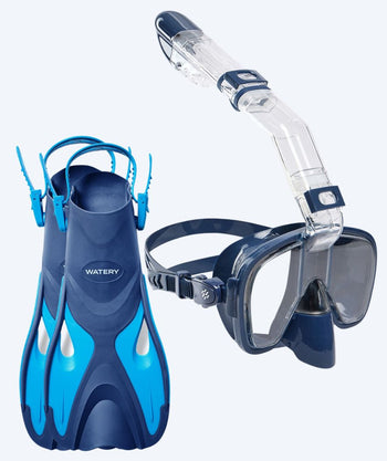 Watery snorkelset voor kinderen - Fisher/Pearl - Blauw/donkerblauw