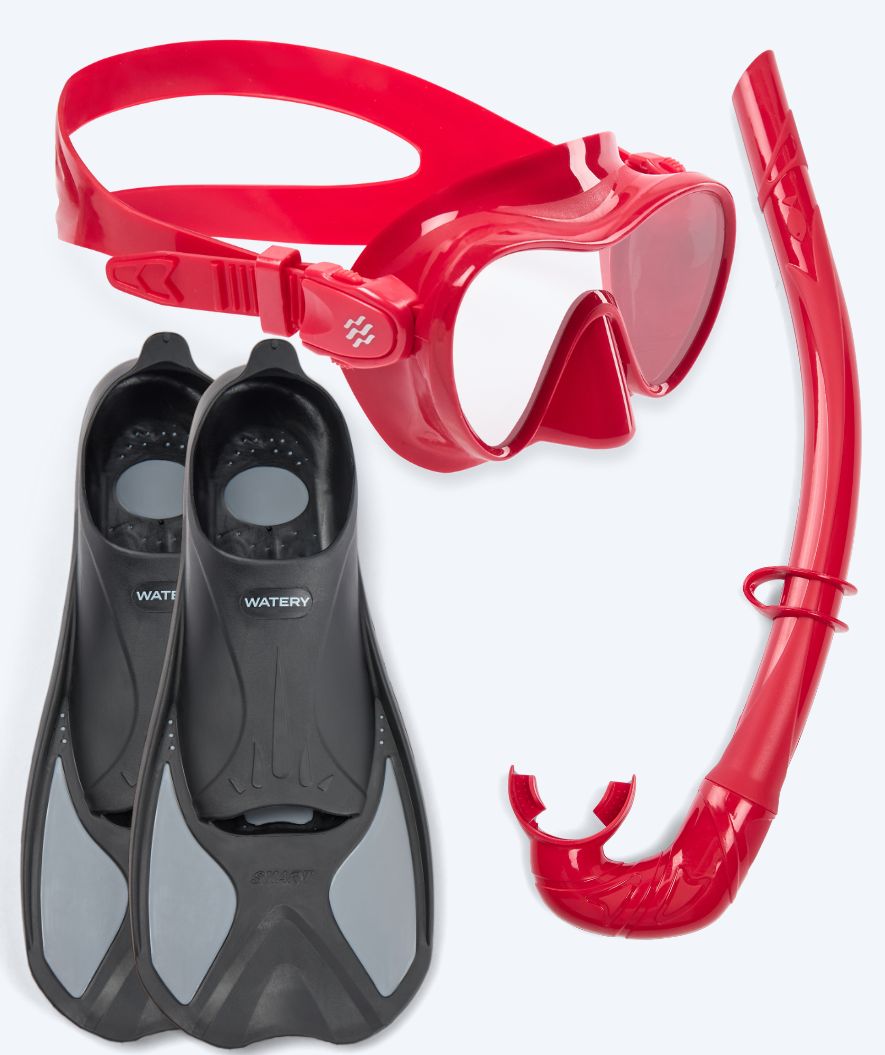 Watery snorkelset voor kinderen - Pike/Cliff - Donkerrood